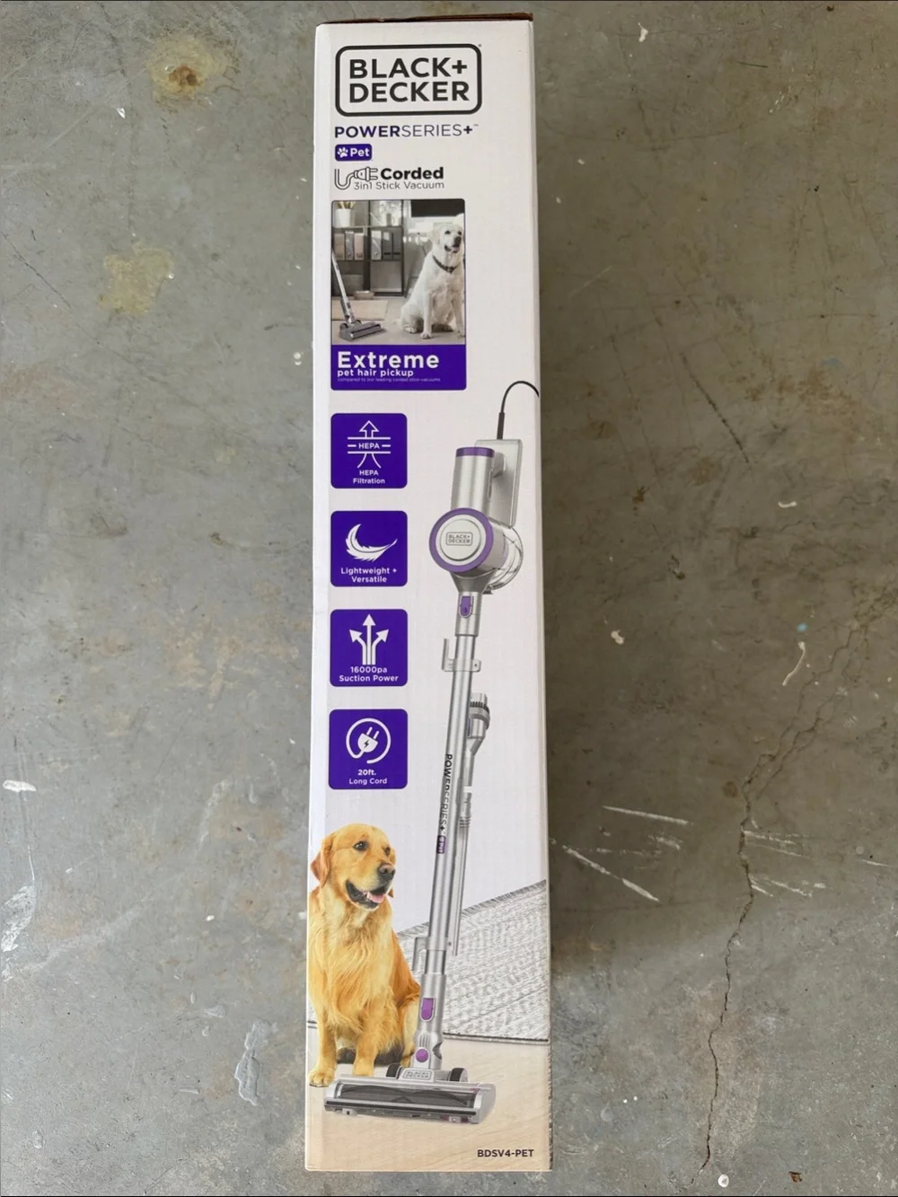 Black & Decker Silver Stick Vacuum with Purple Accents for Pet Hair
